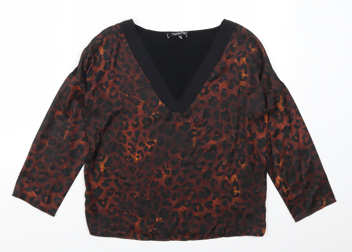 Womens UK Size XS Mango Brown Basic T-Shirt