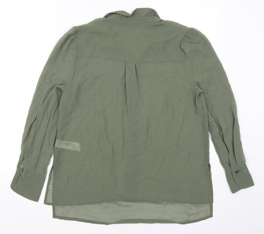 Womens UK Size 6 New Look Green Basic Button-Up