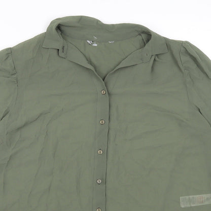 Womens UK Size 6 New Look Green Basic Button-Up