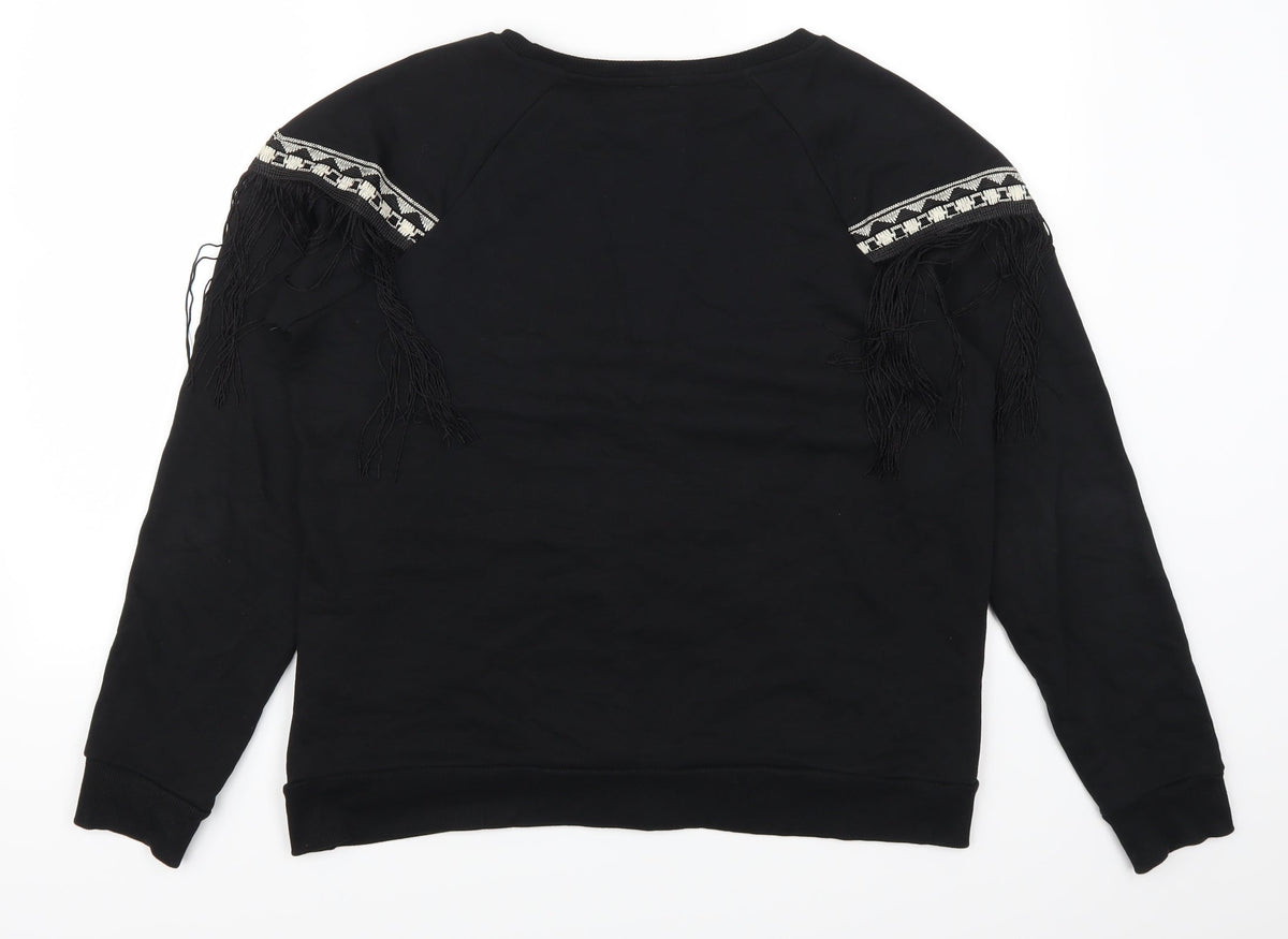 Back view of River Isalnd women’s black geometric pullover sweatshirt, size M