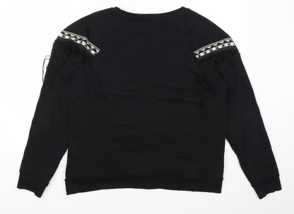 Back view of River Isalnd women’s black geometric pullover sweatshirt, size M