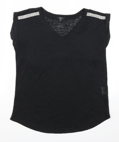 Front view of Noa.n Paris women’s black basic t-shirt, size M