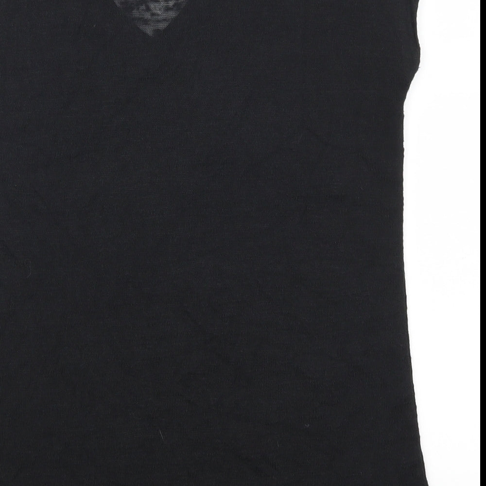Brand and care label for Noa.n Paris women’s black basic t-shirt, size M