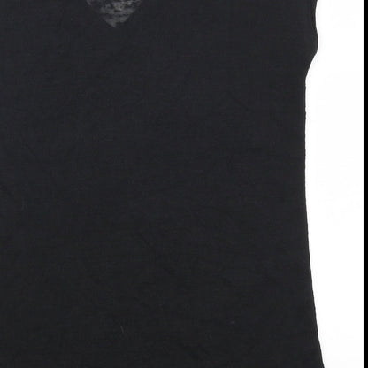 Brand and care label for Noa.n Paris women’s black basic t-shirt, size M