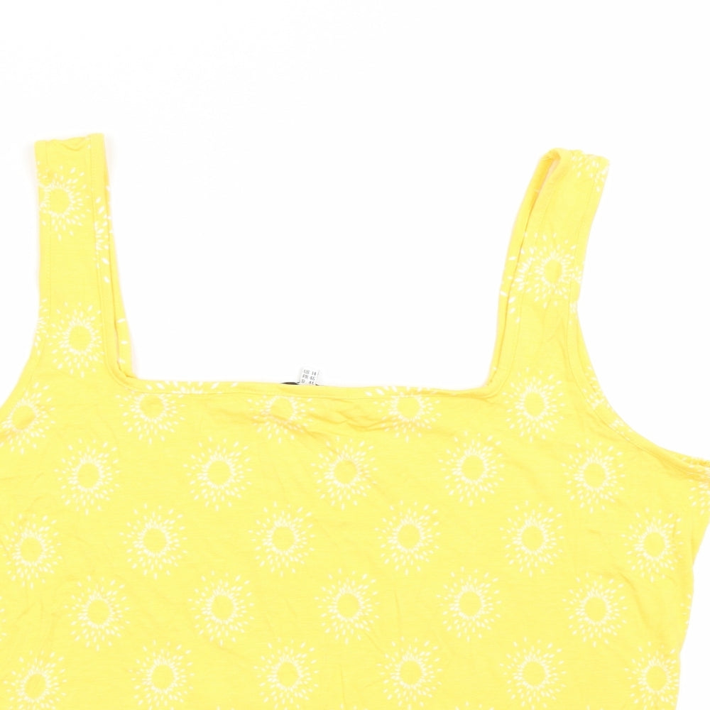 Warehouse Womens Yellow Geometric  Basic Tank Size 18