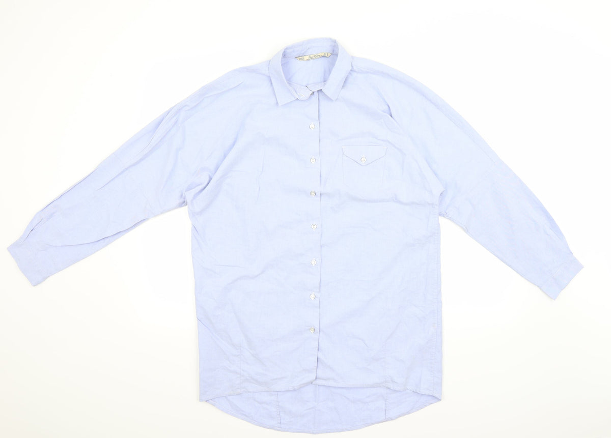 Additional front view of Leana Woman women’s blue basic button-up, size UK 12