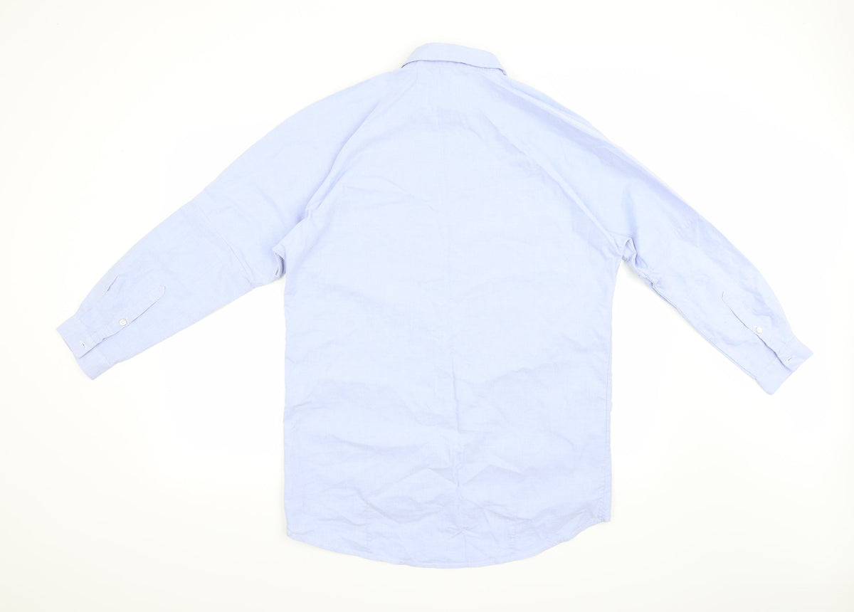 Back view of Leana Woman women’s blue basic button-up, size UK 12