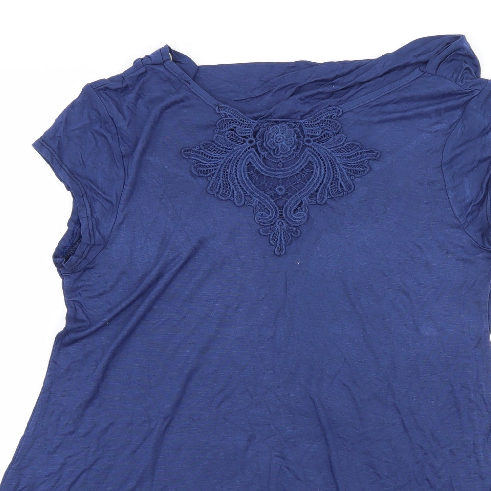 Womens UK Size 12 Preworn Blue Basic T-Shirt
