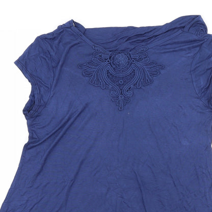 Womens UK Size 12 Preworn Blue Basic T-Shirt