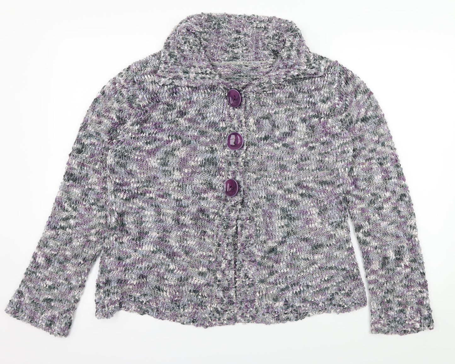 Preworn Womens Purple  Knit Cardigan Jumper Size M