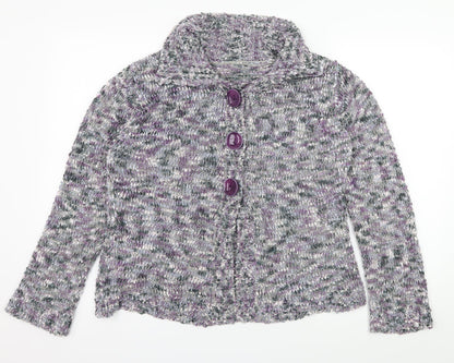 Preworn Womens Purple  Knit Cardigan Jumper Size M