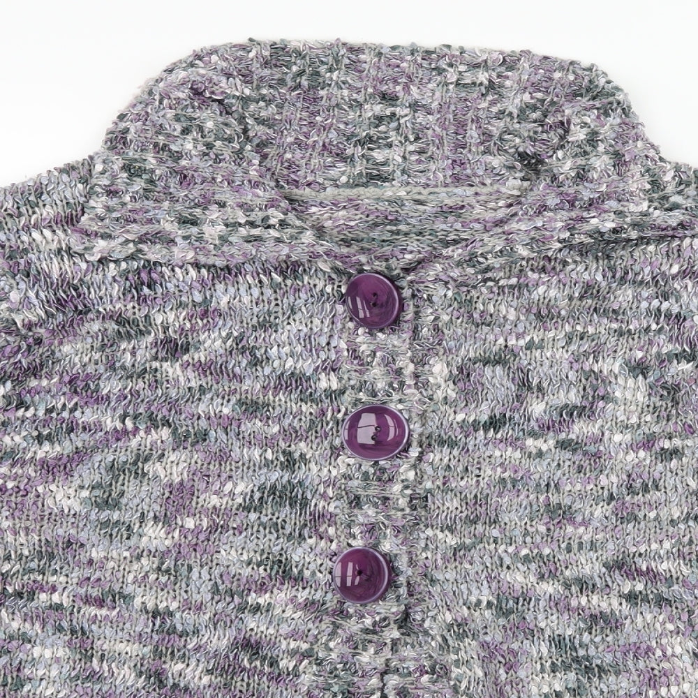 Preworn Womens Purple  Knit Cardigan Jumper Size M