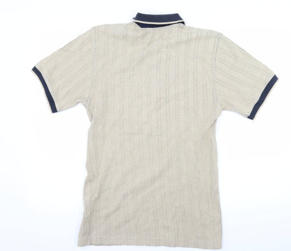 Daniel Grahame Mens Beige Striped Jersey  Polo Size S