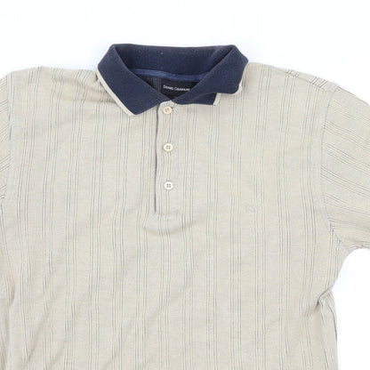 Daniel Grahame Mens Beige Striped Jersey  Polo Size S