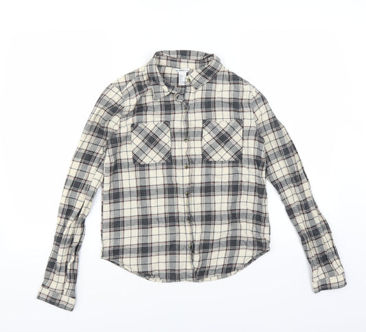 FOREVER 21 Womens Grey Plaid  Basic Button-Up Size S