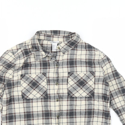 Womens UK Size S FOREVER 21 Grey Basic Button-Up