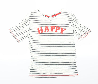 Marks and Spencer Womens White Striped  Top Pyjama Top Size 6  - happy