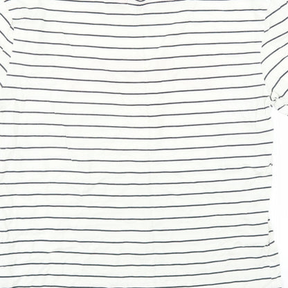 Marks and Spencer Womens White Striped  Top Pyjama Top Size 6  - happy