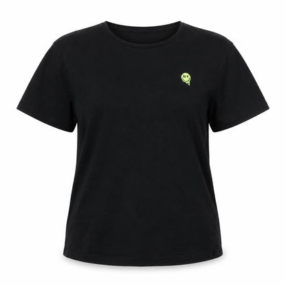 Front view of Premium Collection women’s black basic t-shirt, size M