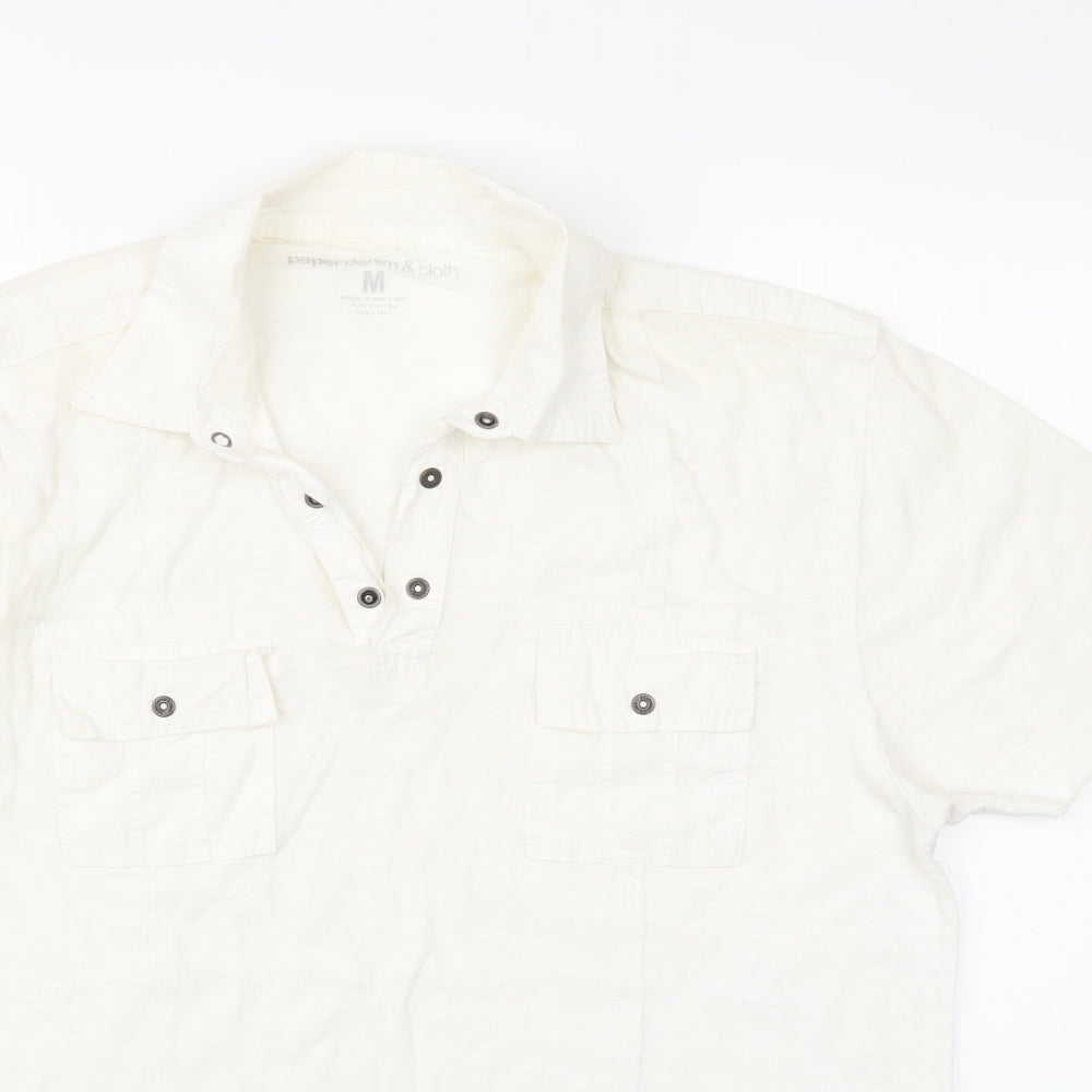 Paper Denim & Cloth Mens White    Polo Size M