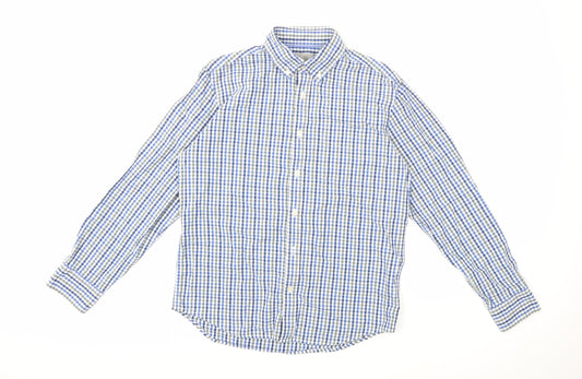 Mens UK Size S Marks and Spencer Blue  Button-Up Long Sleeve Casual Shirt