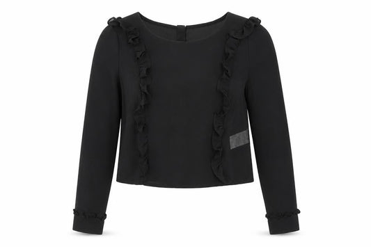 Front view of VILA women’s black basic blouse, size UK 8