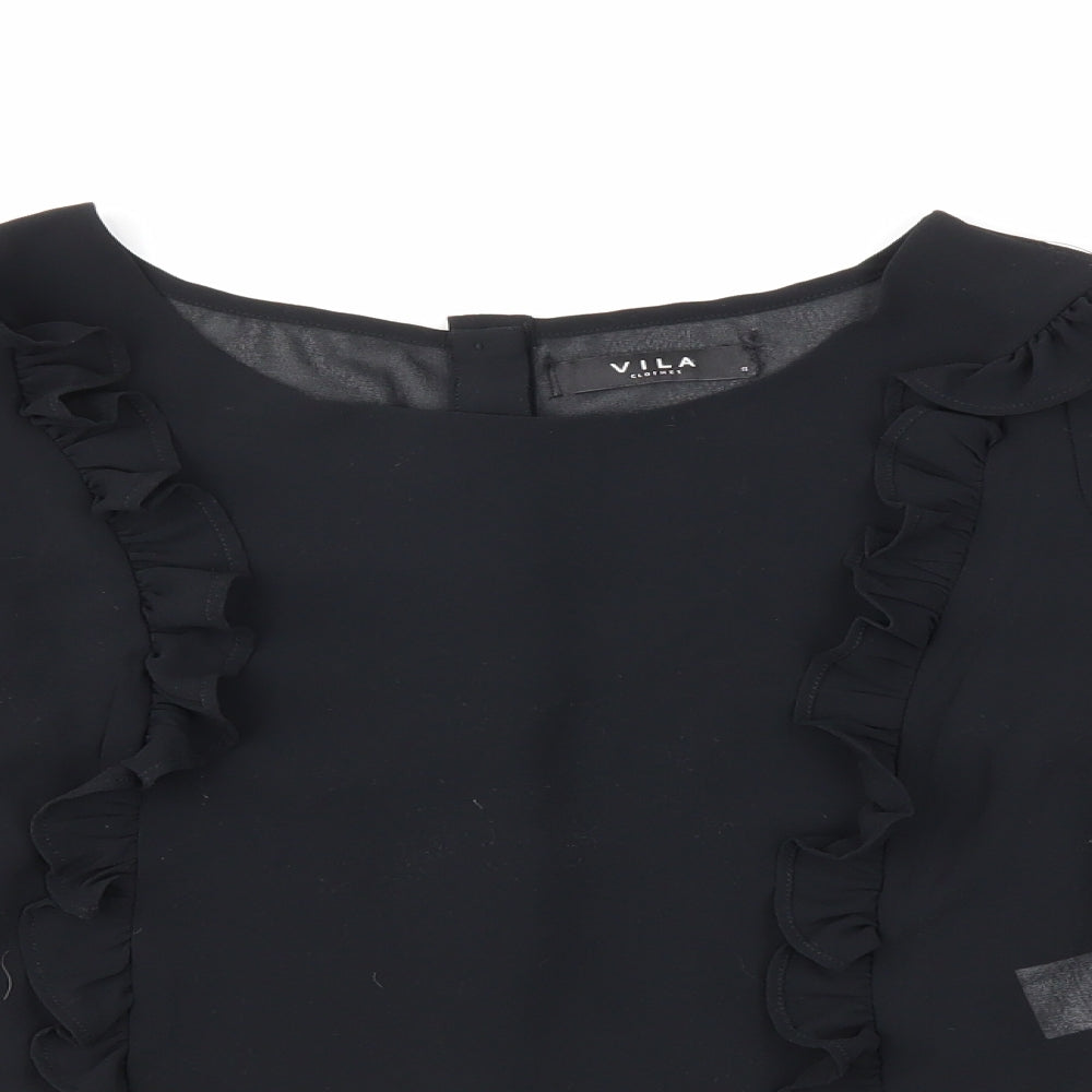 Womens UK Size 8 VILA Black Basic Blouse