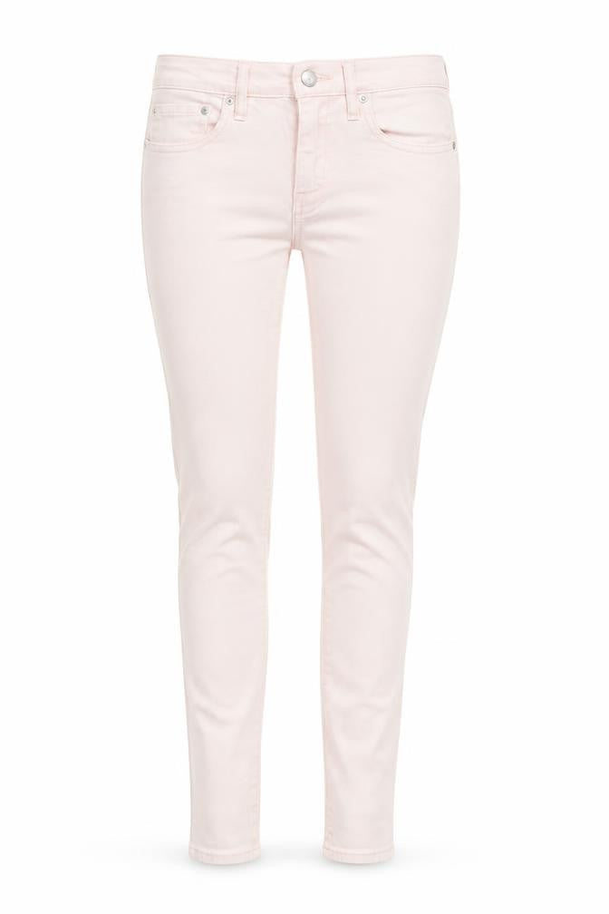 Front view of Gap women’s pink denim skinny jeans, size UK 26, in, 28-inch leg