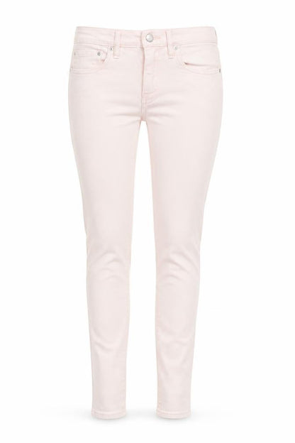 Front view of Gap women’s pink denim skinny jeans, size UK 26, in, 28-inch leg