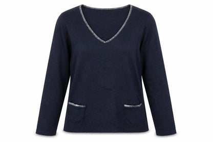 Front view of La P'tite Etoile women’s blue jumper, size M