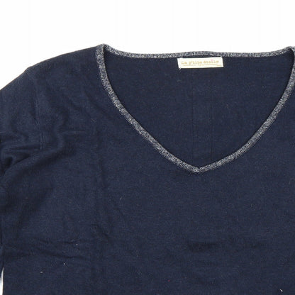 Close-up detail of La P'tite Etoile women’s blue jumper, size M