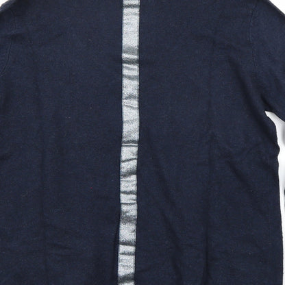 Brand and care label for La P'tite Etoile women’s blue jumper, size M