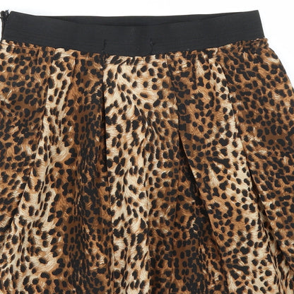 INBDUEWOMAN Womens Brown Animal Print  A-Line Skirt Size S