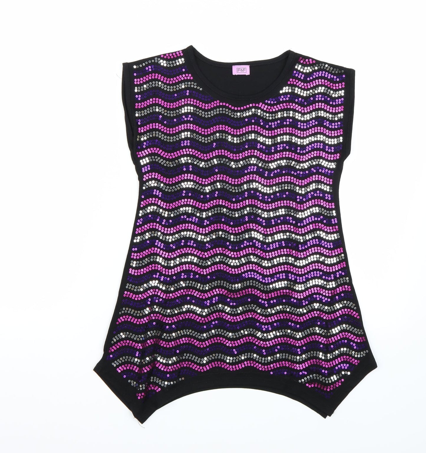 F&F Girls Black   Basic T-Shirt Size 9-10 Years