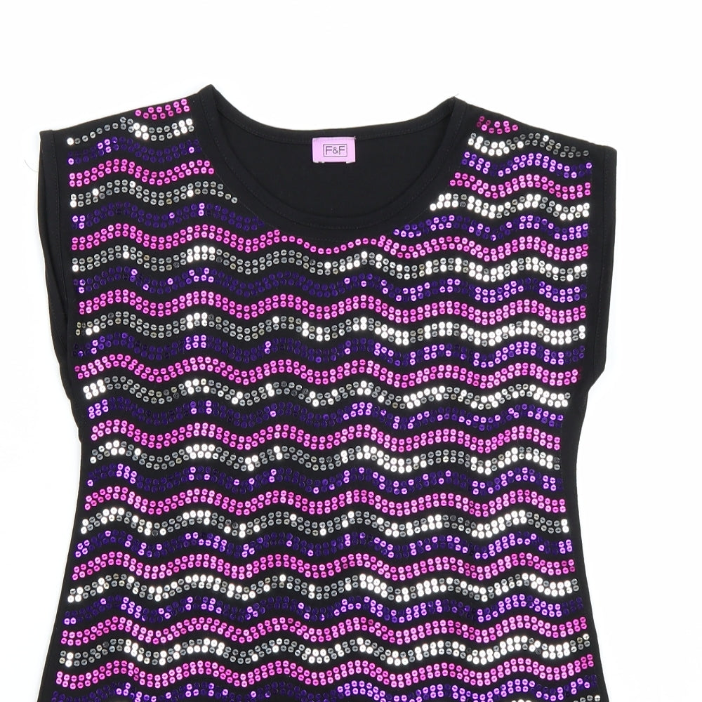 F&F Girls Black   Basic T-Shirt Size 9-10 Years