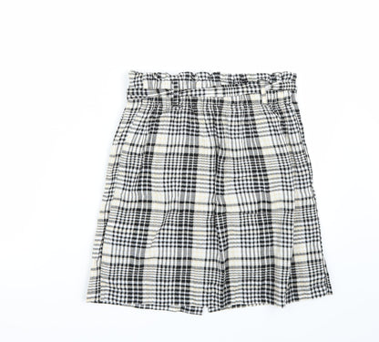 Newlook Womens White Check  A-Line Skirt Size 8