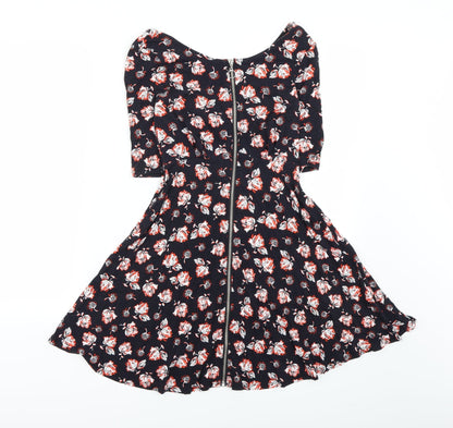 Topshop Womens Black Tie Dye  Fit & Flare  Size 8