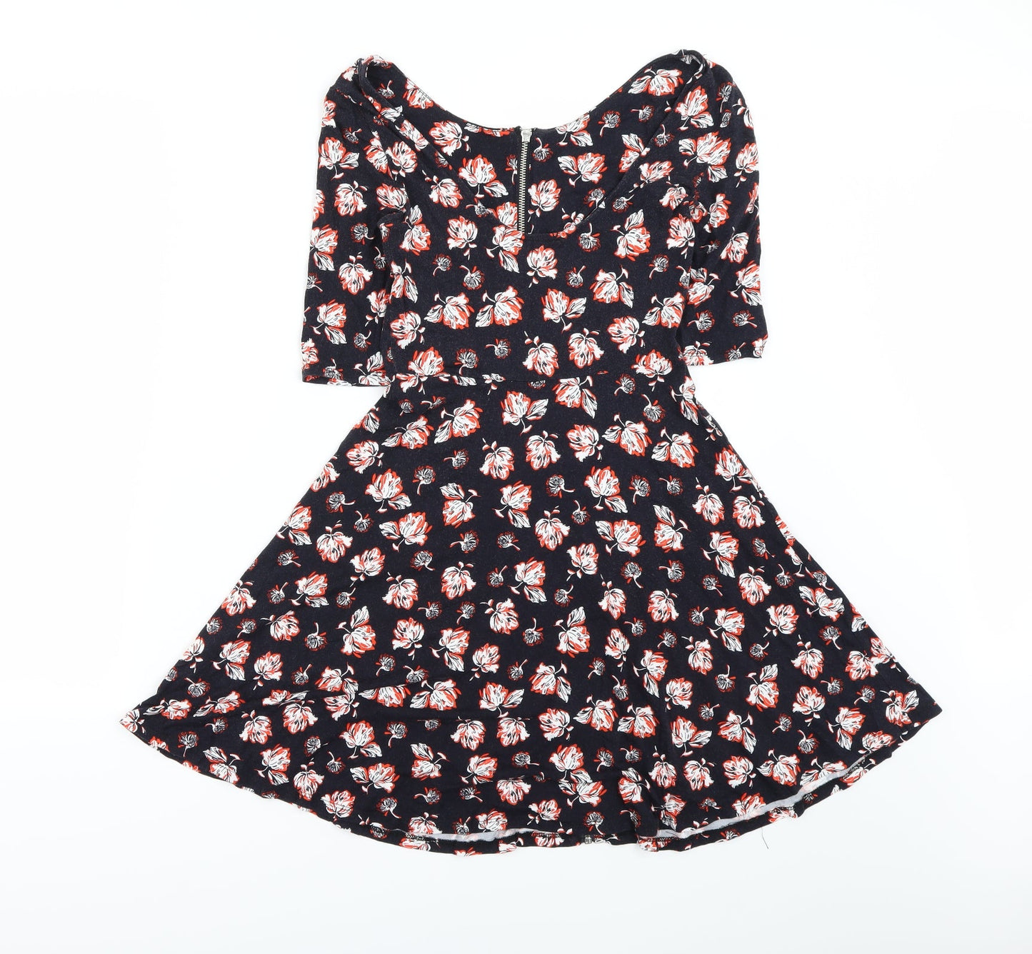 Topshop Womens Black Tie Dye  Fit & Flare  Size 8