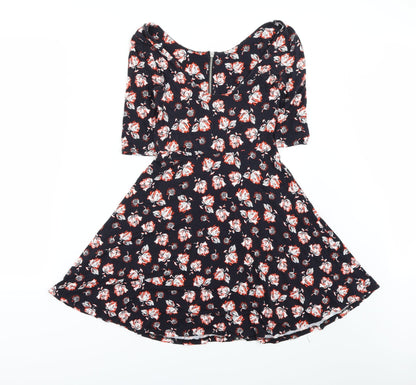Topshop Womens Black Tie Dye  Fit & Flare  Size 8