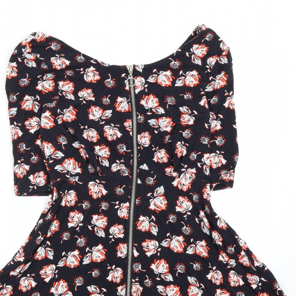 Topshop Womens Black Tie Dye  Fit & Flare  Size 8