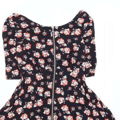 Topshop Womens Black Tie Dye  Fit & Flare  Size 8