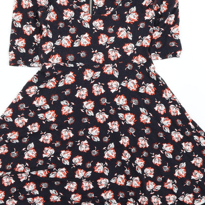Topshop Womens Black Tie Dye  Fit & Flare  Size 8