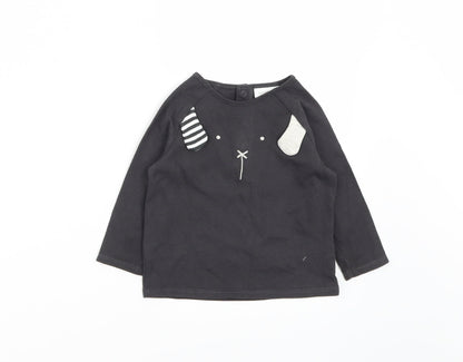 Front view of Next boys’ grey basic t-shirt, size 6-9, months