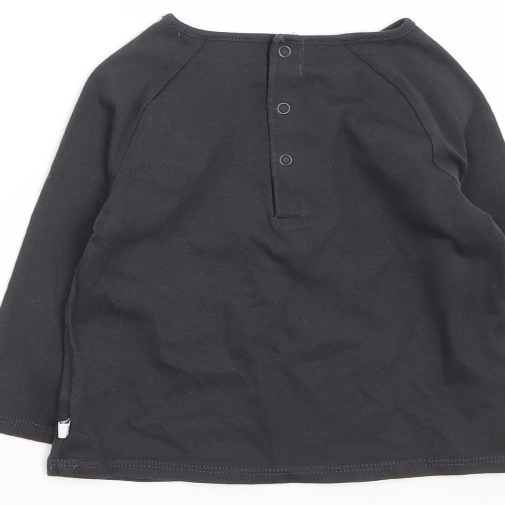 Brand and care label for Next boys’ grey basic t-shirt, size 6-9, months