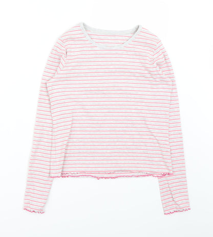 Marks and Spencer Girls Grey Striped  Basic T-Shirt Size 12-13 Years