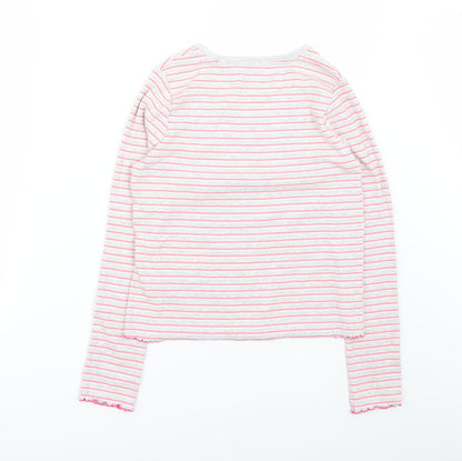 Marks and Spencer Girls Grey Striped  Basic T-Shirt Size 12-13 Years