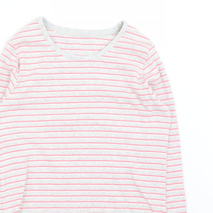 Marks and Spencer Girls Grey Striped  Basic T-Shirt Size 12-13 Years