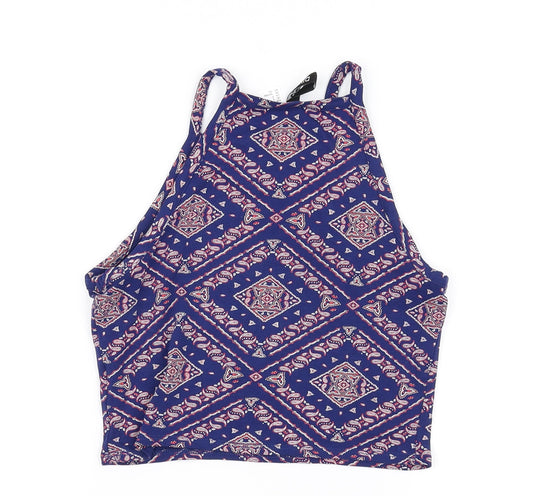 Divided Womens Blue Floral  Basic T-Shirt Size S