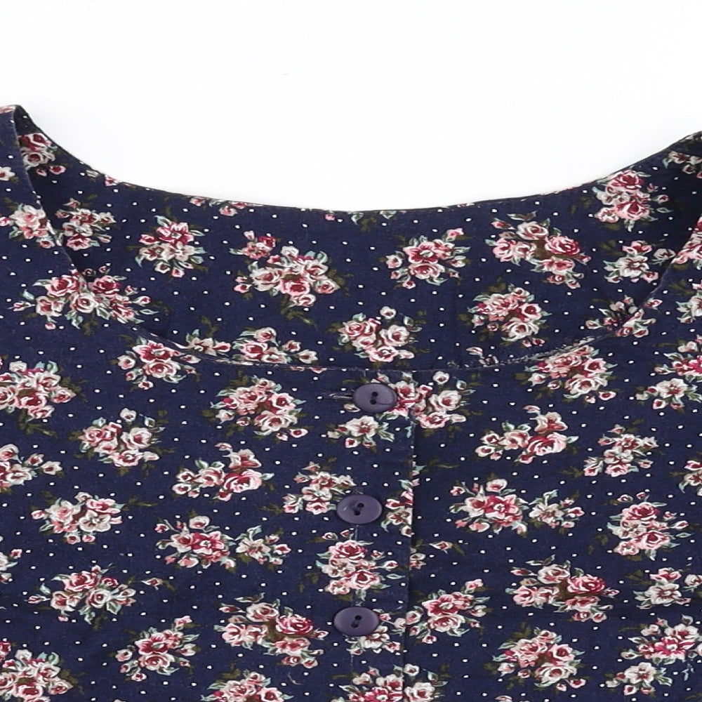 Womens UK Size 16 Nightingales Blue Basic Button-Up