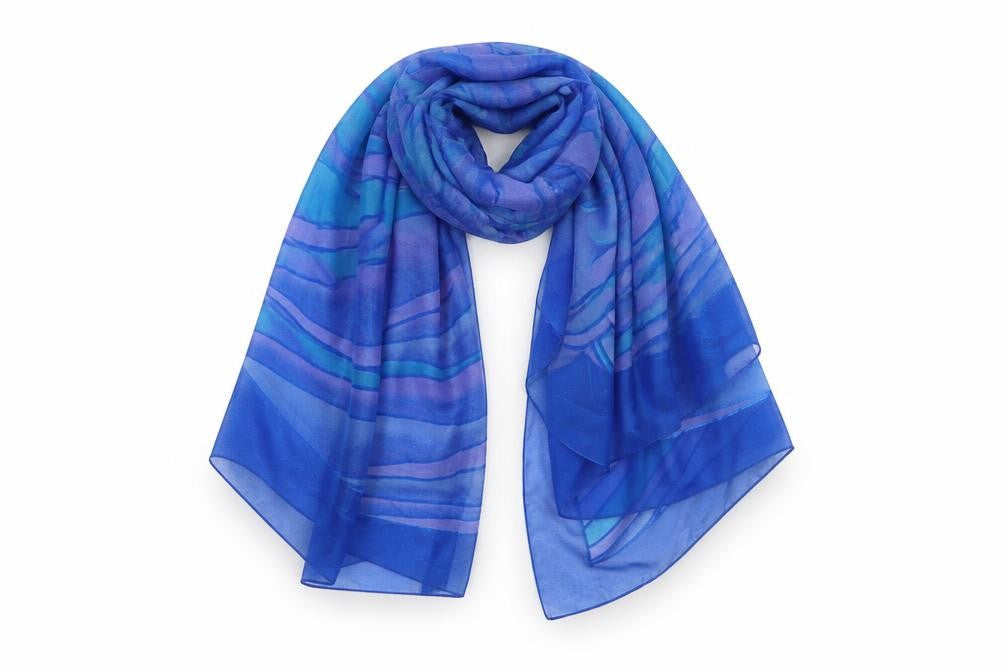 Front view of Preworn women’s blue shawl/wrap